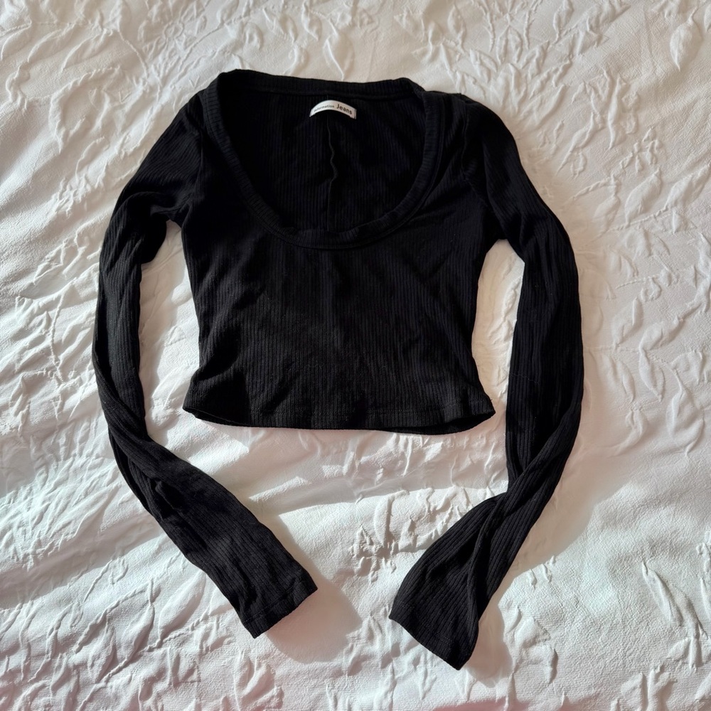 Reformation Ribbed Long-sleeve Crop Top